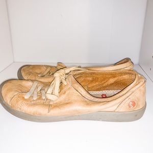 Yellow leather sneakers